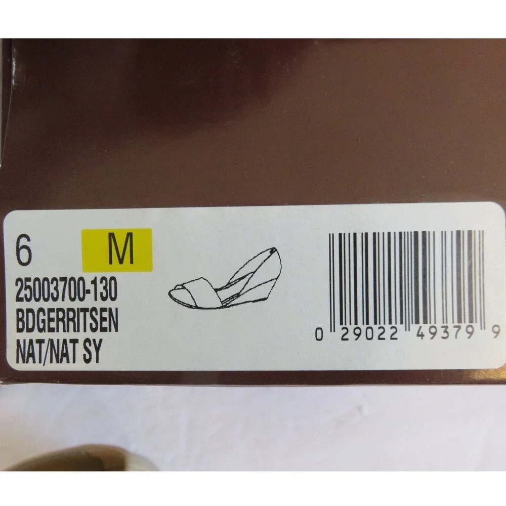 Bandolino Gerritsen Womens Beige Snakeskin Embossed Low Wedge Sandals‎ Size 6M